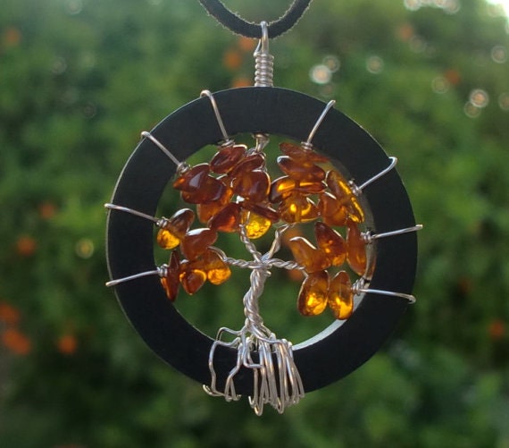 Silver Tree of Life Pendant - Baltic Amber Tree of Life - Tree of Life Jewelry - Square Edges - Made to Order