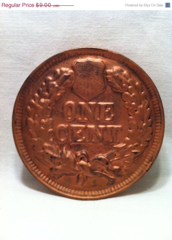 On Sale Vintage Chalkware Copper Penny Wall Plaque