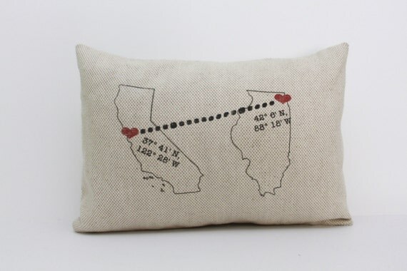 personalized pillow, map pillow, housewarming gift, wedding gift, custom gift, mother's day gift, "The Move"