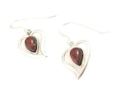 Sterling Silver Baltic Amber Heart Earrings
