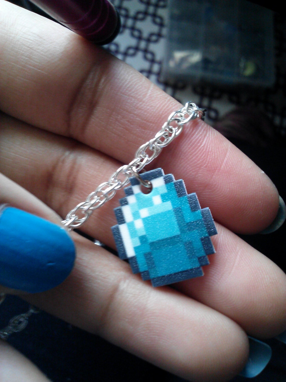 8Bit Pixel Diamond Charm Bracelet