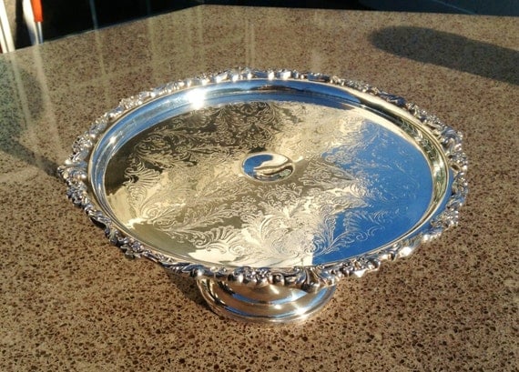 Cake Plate Sterling Silver on Copper by VintageLoveAntiques