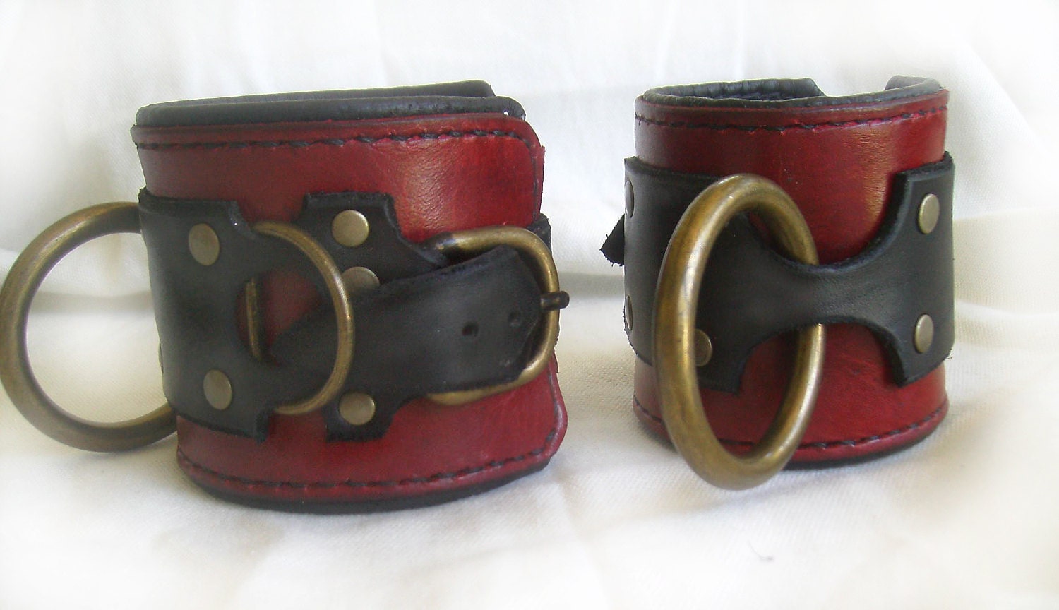 BDSM Cuffs, Bondage Slave Cuffs, Leather Restraints