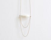 L e n e a - Layered necklace - Minimalist jewelry - Long fine faceted porcelain bead & gold-filled - Eleïa Collection