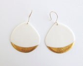 A n a ï s - Ceramic jewellery - White Porcelain earrings & gold patterns - Gold filled earwires - Telline Collection