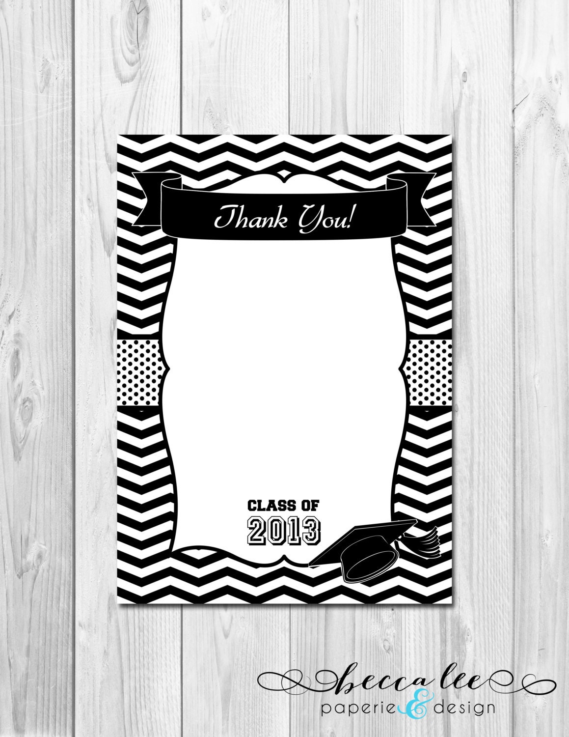 Thank You Note - Graduation Theme Black & White Chevron- DIY - Printable Il_170x135