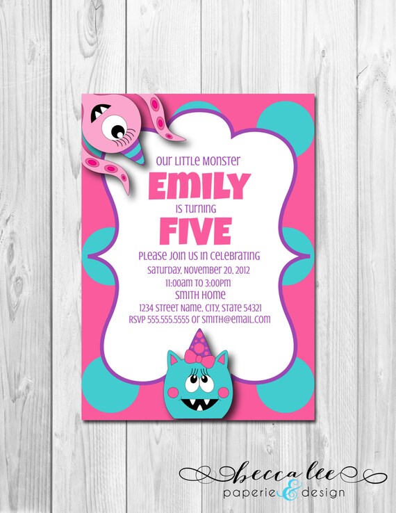 Little Monster Girls Birthday Invitation - DIY - Printable Il_570xn