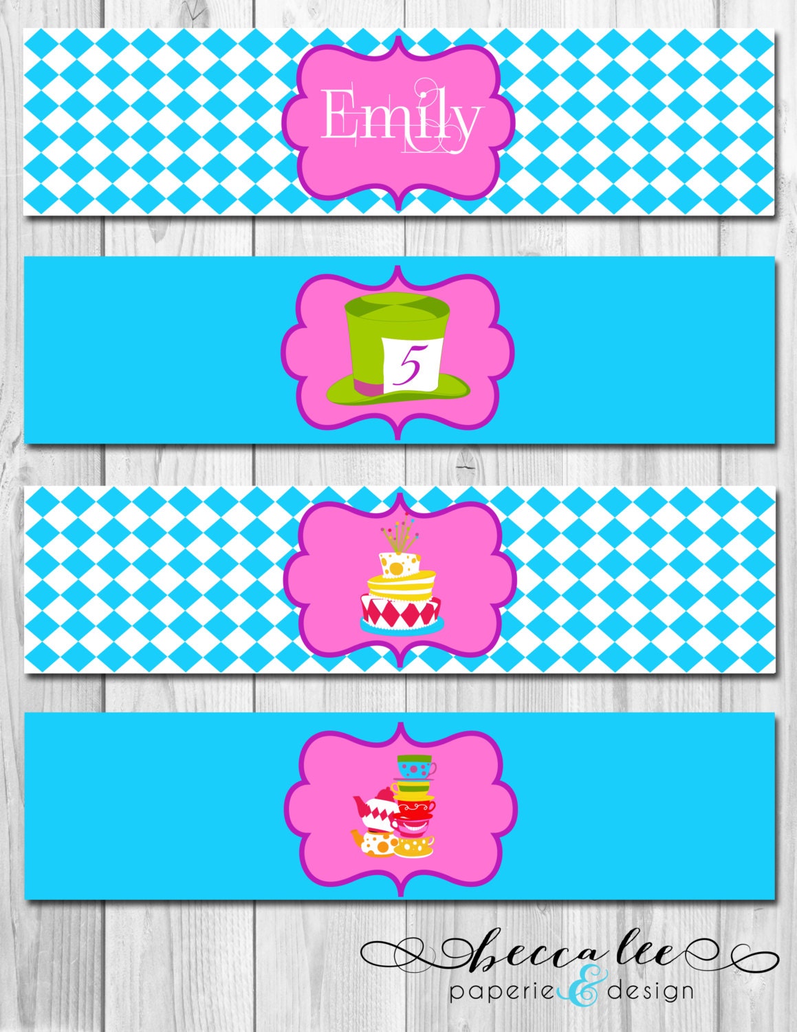 Alice in Wonderland - Mad Hatter's Tea Party - Water Bottle Labels - DIY - Printable Il_570xn