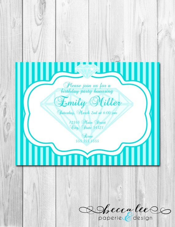 Bridal Shower, Birthday Party, Bachelorette Party, Engagement Party Invitation - Tiffany Blue Diamonds - DIY - Printable Il_570xn