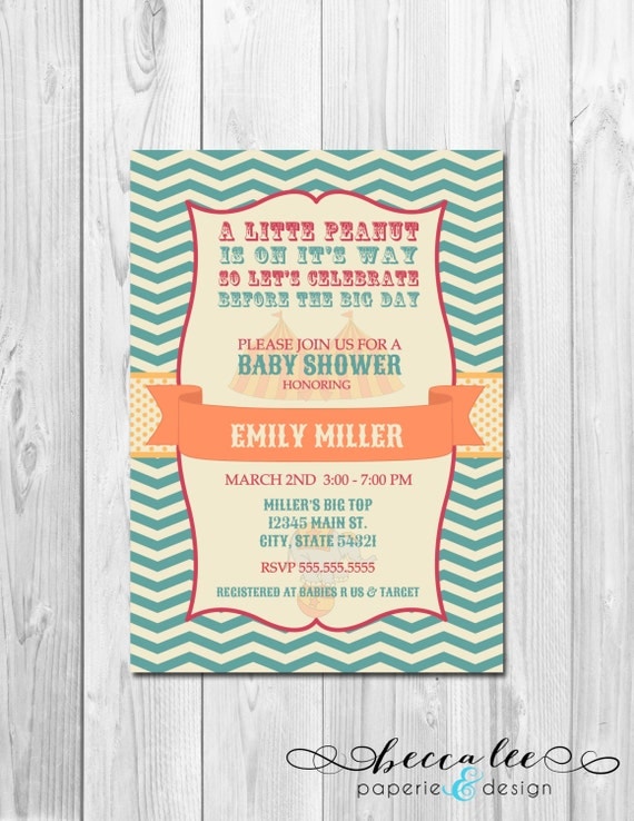 Vintage Carnival Baby Shower Invitation - Big Top and Elephant - DIY - Printable Il_570xn