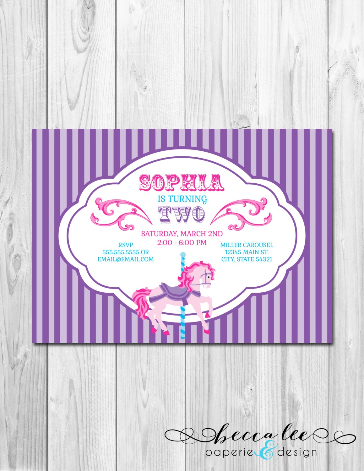 Carnival Carousel Horse Party Invitation - DIY - Printable Il_570xn
