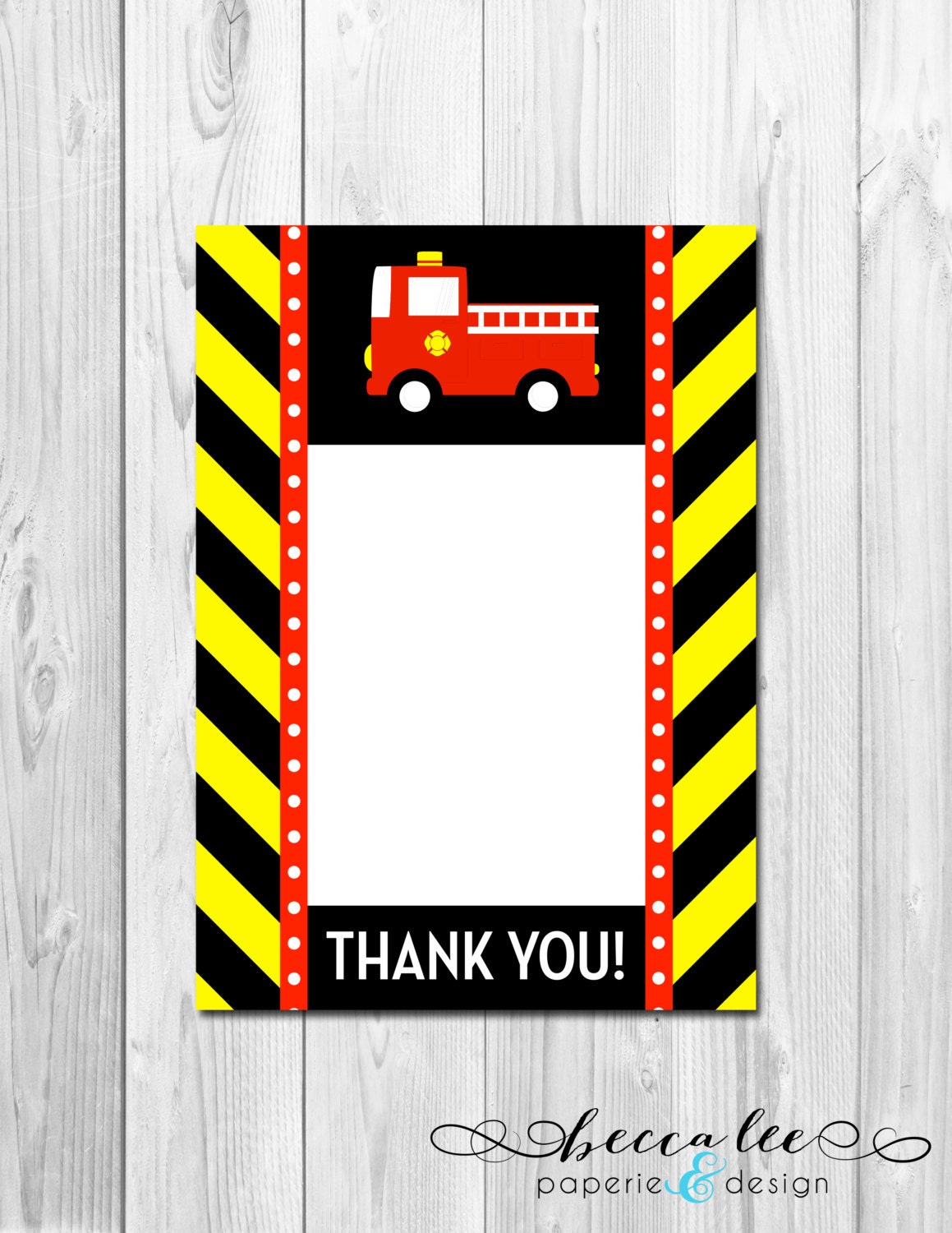 Firetruck Thank You Note - DIY - Printable Il_570xn