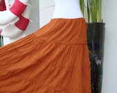 Pumpkin Orange Cotton Summer Skirt - Hot Maxi Skirt Unique Long Tiered Skirt - SK002