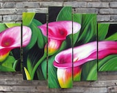 original painting,modern canvas painting for home decor,handmade,framed,ready to hang,huge 170x80cm  modern abstract painting calla flowers
