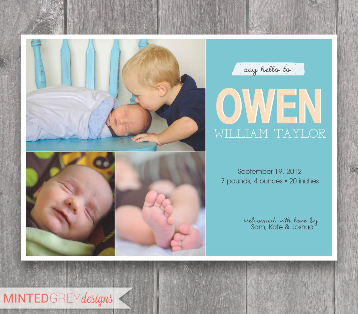 Printable Custom Photo Birth Announcement