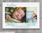 Printable Custom Photo "Hello" Birth Announcement