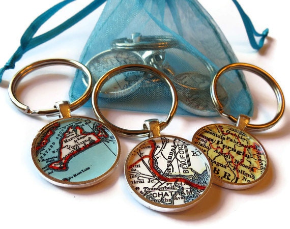 Custom Key West Map Keychain, personalized keychains make great gifts for men and women