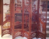 Vintage Chinoiserie Teak Six Paneled Folding Room Divider