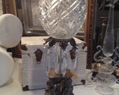 Vintage Cherub Crystal, Cut Glass and Cast Metal Lamp