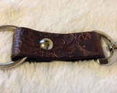 Steampunk Embossed Leather Keychain - Copper & Black Tone - Gears