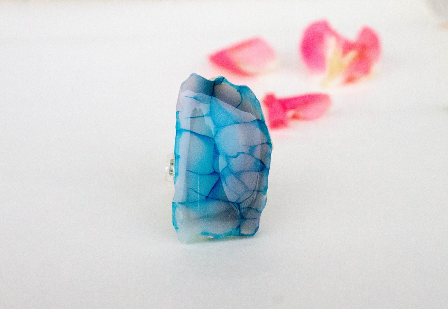 Blue Ring - Agate gemstone ring - Summer Ocean Ring