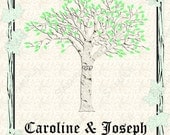 Birch Wedding Tree Personalized Print with Love Birds and Leaf Border