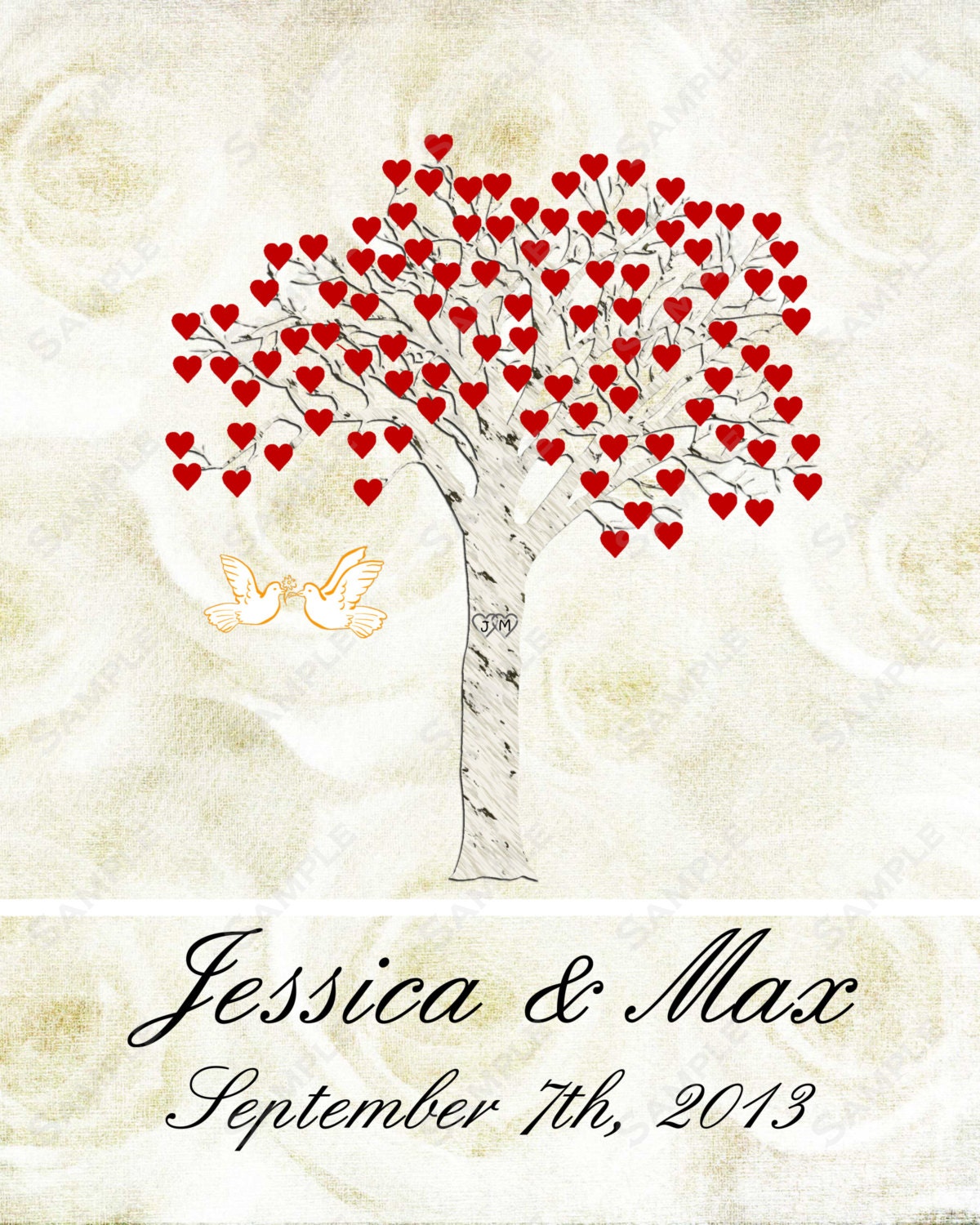 Wedding Tree Print Gift for Bride Personalized 8 X 10