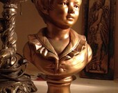 Vintage Regency Hand Painted Bronze ceramic "Oliver" bust
