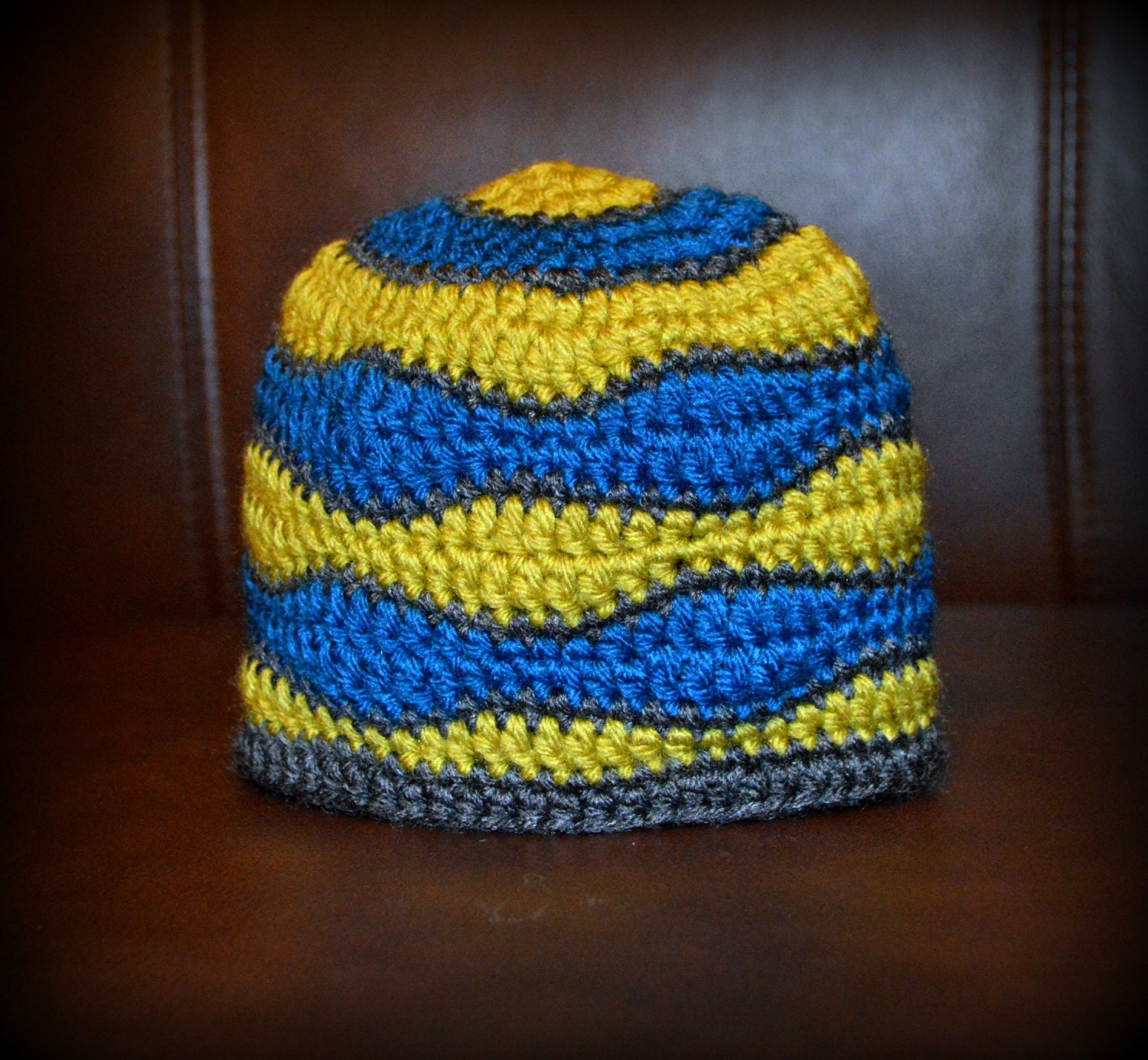 Baby Boy Electric Wave Hat in Sapphire Blue, Electric Green, & Charcoal Grey