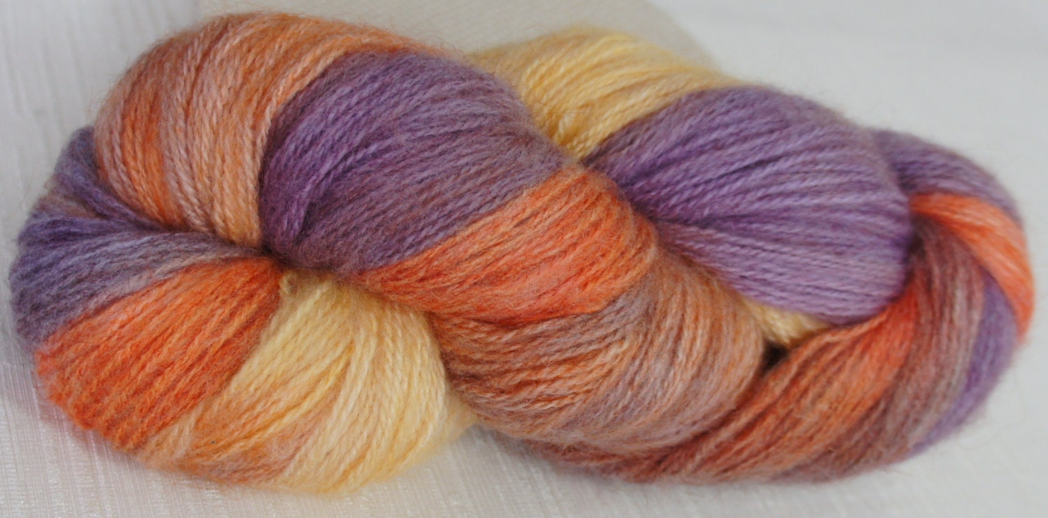 Hand Painted Yarn, Hand Dyed Angora Yarn 564 yards, Fingering Weight
