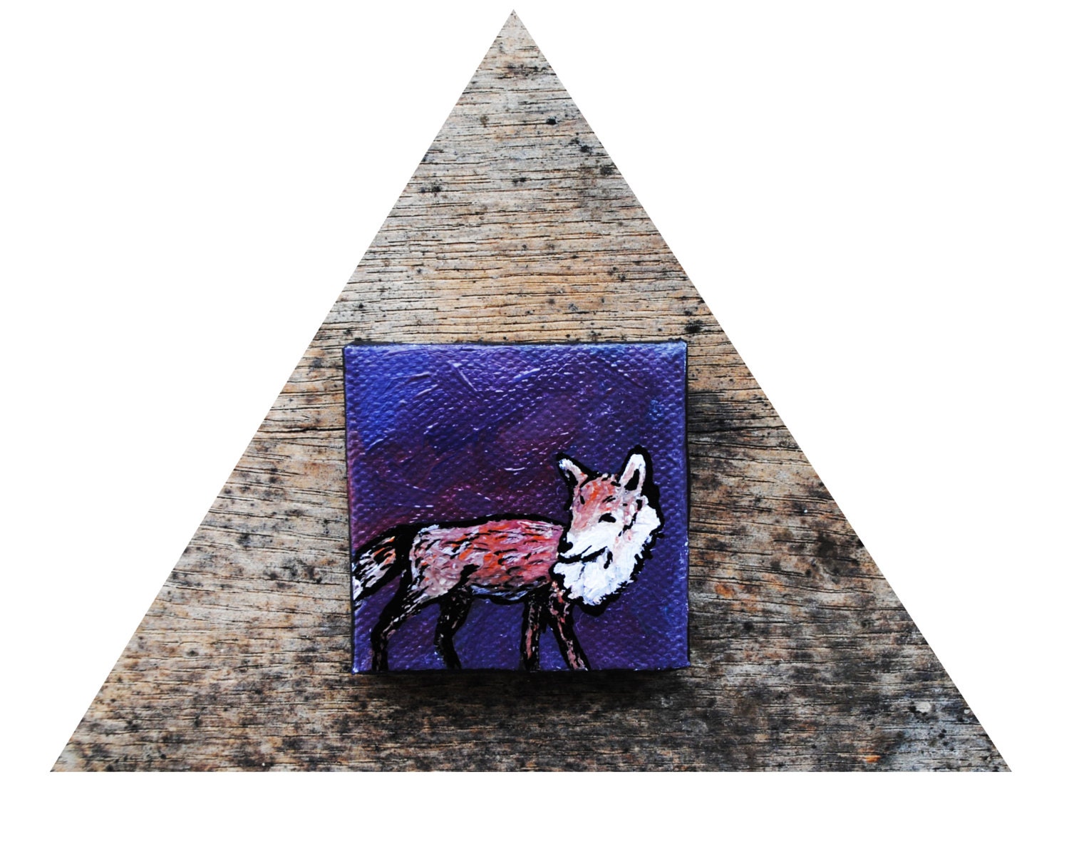 Tiny Fox Art.  Tiny Original Animal Painting.