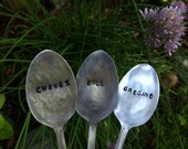 Garden/Plant/Herb markers-set of 3. Repurposed vintage hand stamped silverware