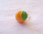 Tangy Orange Ring - Handcrafted Polymer Clay Jewelry - Silver Plated, Nickel Free, Lead Free Ring