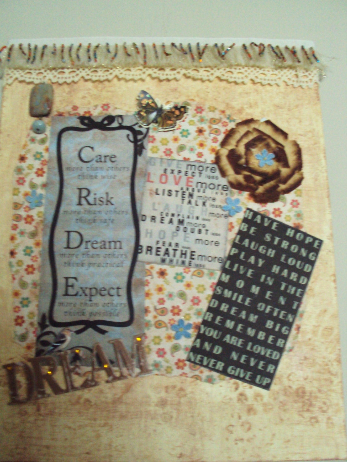 11 x 14 Canvas Board Mixed Media Collage Picture Art Dream Theme