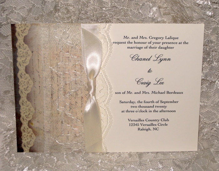 Lace Wedding Invitations 3, French Market Elegant, Shabby Chic, Vintage Inspired, Haute Couture Invitations