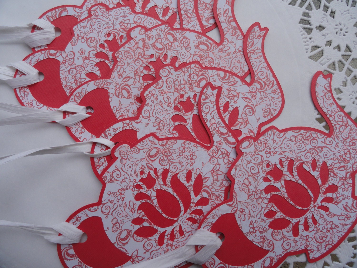 Handmade English Teapot Gift Tags Set of 6