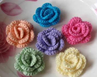 Crochet Flowers Roses With Leaves Yh