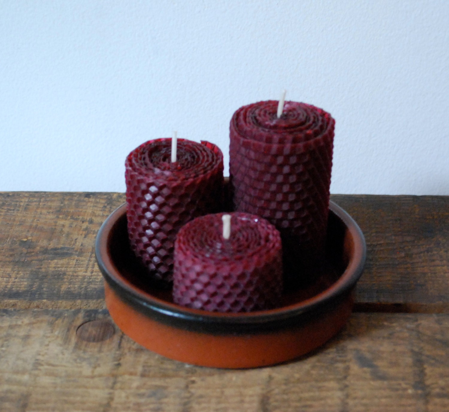 Cranberry Beeswax Candle Trio
