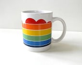 vintage rainbow and heart mug
