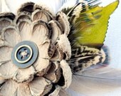 Pin with Alligator Clip - Leather & Gamebird Feathers