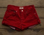 Red London Jean Mid High Waist Shorts