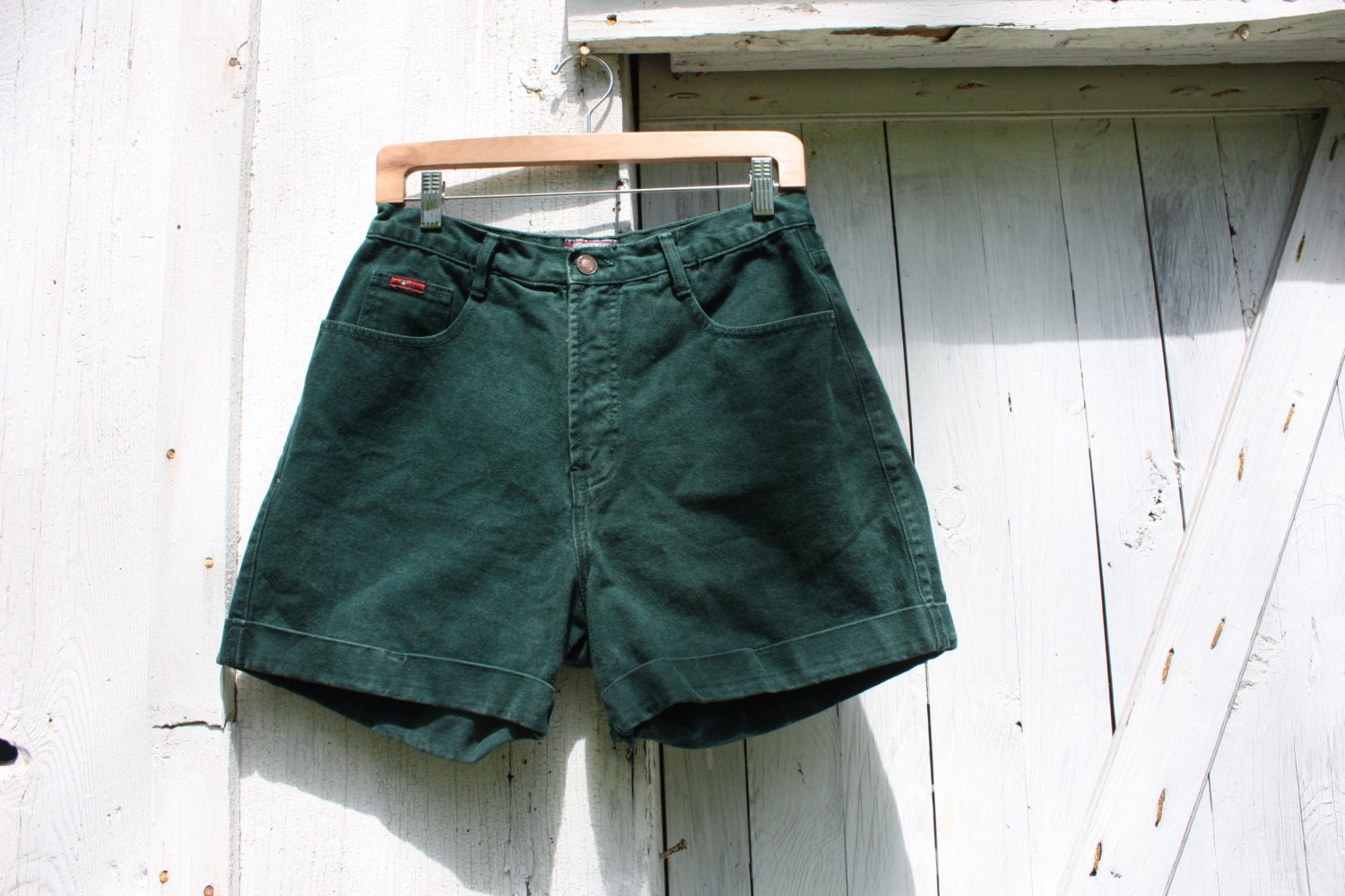 Vintage Green High Waist Denim Shorts // Golden Star Jeans