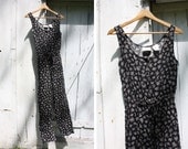 Vintage Black Floral Jumpsuit // Tank Romper Playsuit Kathie Lee