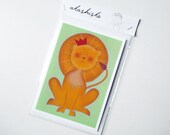 greeting card A6 (4.1 x 5.8) cute hand drawn illustration of a lion, perfect small birthday gift