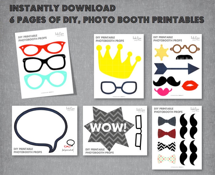 INSTANT DOWNLOAD - PHOTO Booth Props - party, printable, pdf, pennant - birthday, photobooth, pennant diy printable pdf