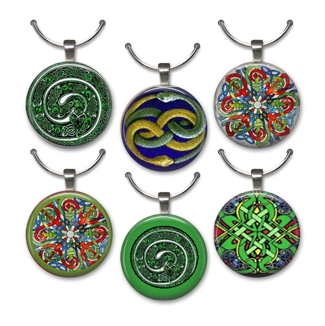 Irish Art, Wine Charms, Celtic Snake, Celtic Art, Set of 6, Handmade Wine Charms, Hostess Gift,Entertaining, Under 15