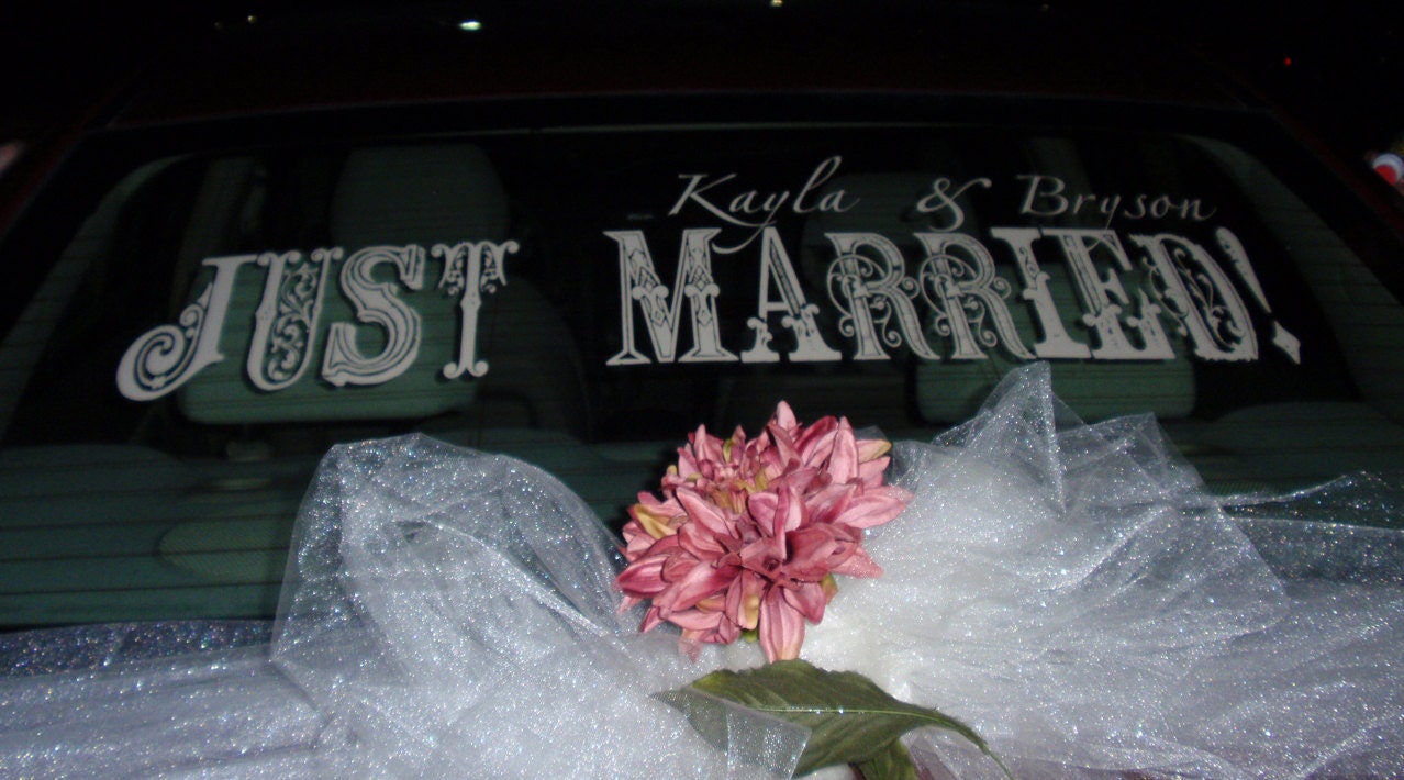 Customized Just Married Car Window Decal As  Beautiful as the Bride