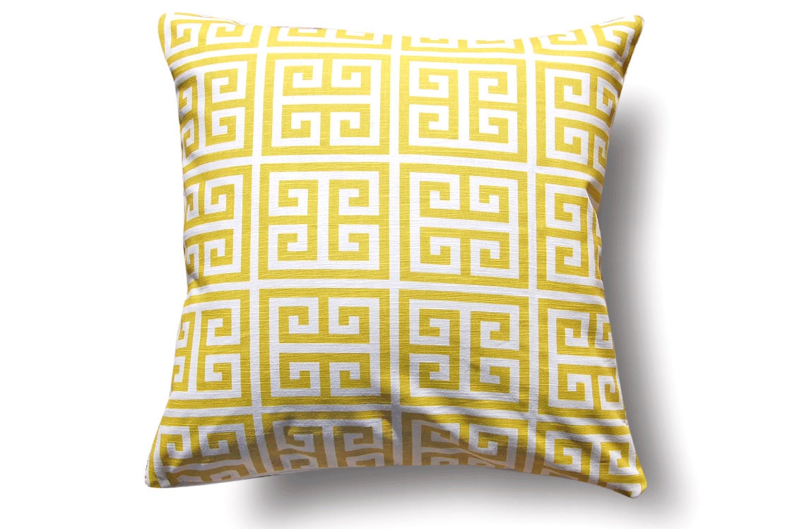 Green Greek Key Pillow with Pillow Insert 18X18 inch