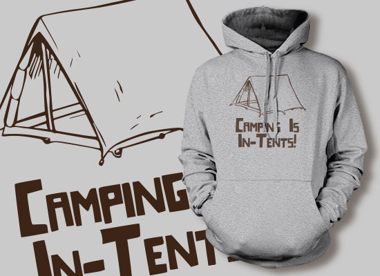 Camping is in - tents funny retro tent camp Screen Printed Hoodie Hooded Sweatshirt Mens Womens Ladies Youth Kids Funny Geek
