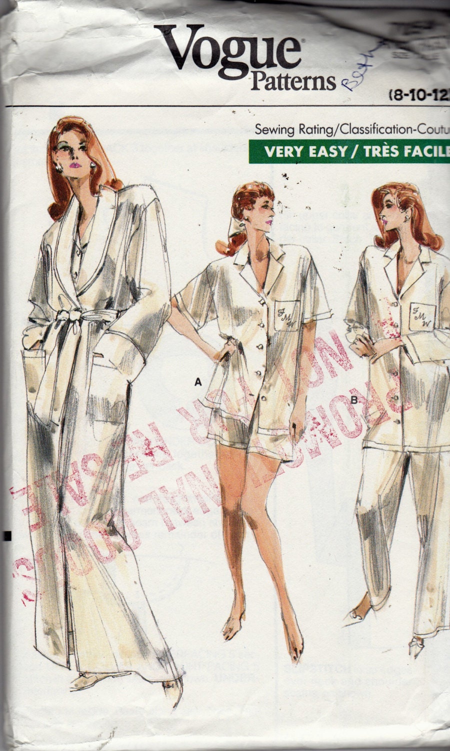 Uncut Pattern VOGUE LINGERIE PAJAMA Robe By EveryPicTellsAStory